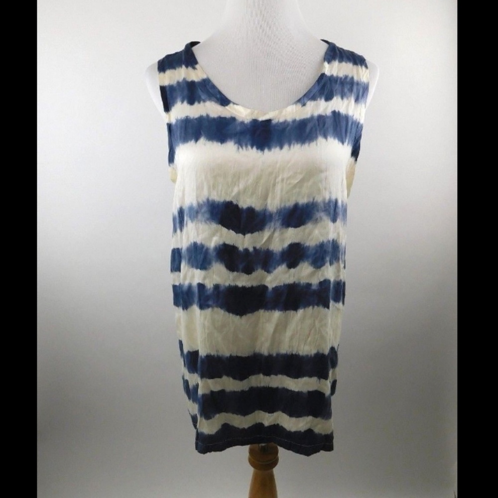 Joie Silk Blue Stripe Tie Dye Tank Blouse